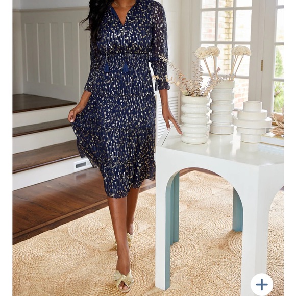 SAIL TO SABLE | NWOT Lurex Sparkle Smocked Midi M ✨ - Picture 5 of 11